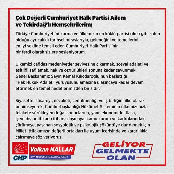 VOLKAN NALLAR ADAYLIK AÇIKLAMASI