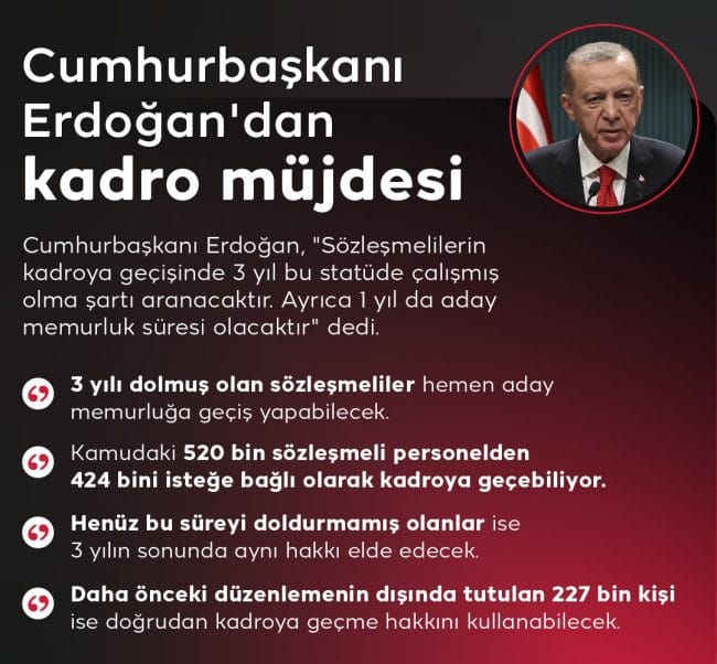 Sözleşmeliye kadro imkanı