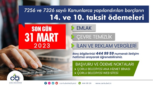 Yapılandırma Ödemelerinde Son Gün 31 Mart